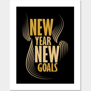 New Year New Goals!! Gold Posters and Art